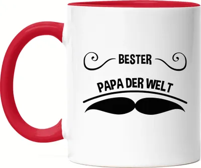 Produktbild von Bester Papa Tasse Rot Spruch Vatertag Geschenkidee Bester Papa Dad Bart