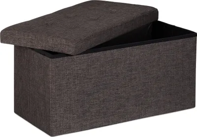 Produktbild von Relaxdays Faltbare Sitzbank XL, mit Stauraum, Sitzcube mit Fußablage, Sitzwürfel als Aufbewahrungsbox, 38x76x38cm, braun