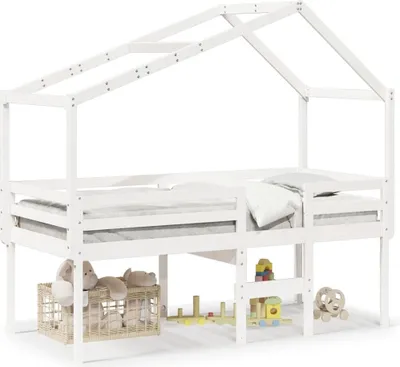Obrázek produktu pro Maison Exclusive - Patrová postel se střechou bílá 80 x 200 cm masivní borovice