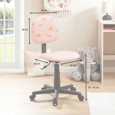 Produktbild von Drehstuhl ALPACA für Kinder Kunstleder in pink, Kinderschreibtischstuhl höhenverstellbar ergonomisch mit Lama Motiv, Scchreibtischstuhl auf Rollen
