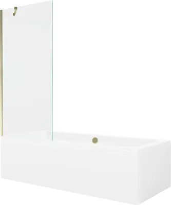 Zdjęcie produktu dla Mexen Cube wanna prostokątna 180 x 80 cm z obudową i parawanem 1-skrzydłowym 80 cm, transparent, złoty - 550518080X9508000050