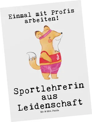 Produktbild von Mr. & Mrs. Panda Postkarte Sportlehrerin Leidenschaft - Weiß - Geschenk, Ansichtskarten, Postkarten, Ansichtskarte, bildkarte, Grußkarte