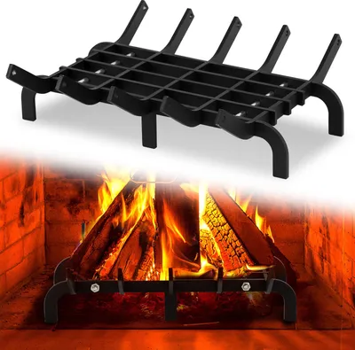 Image de Support pour bûches en acier, avec 4 points de fixation et une forme en V pour une prise sûre du bois de chauffage