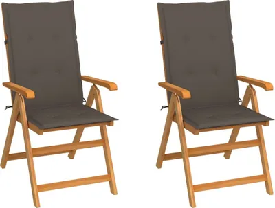 Produktbild von Cloris Designermöbel Gartenstühle 2er Set mit Taupe Kissen Massivholz Teak 2024 Neu