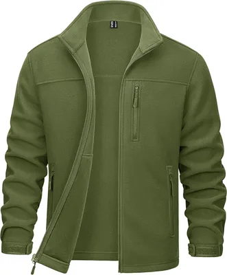 Immagine prodotto di Giacca in pile da uomo con zip, calda, leggera e traspirante, colore verde, taglia XL