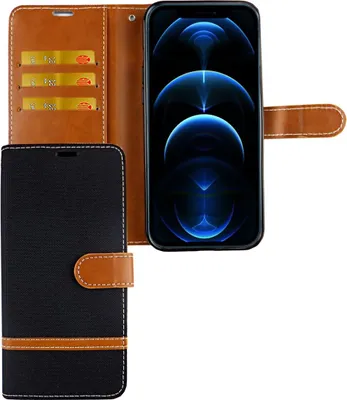 Produktbild von Apple iPhone 12 / 12 Pro Handy Hülle Schutz-Tasche Case Cover Kartenfach Etuis Schwarz