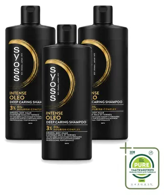 Immagine prodotto di 3 flaconi di shampoo Syoss Oleo Intense - 440 ml ciascuno - confezione grande - 3 pezzi