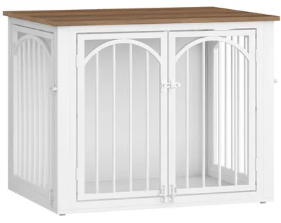 Image de Cage pour chien - Cage d'intérieur 80 cm - 4 portes - Pour petits chiens - Design moderne - Structure métallique - Blanc