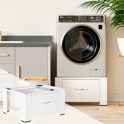 Produktbild von Hengda Waschmaschinen Untergestell aus Stahl, Waschmaschinen-Sockel für Trockner/Kühlschrank bis 150kg - Weiß
