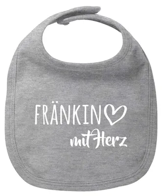 Produktbild von Huuraa Baby Lätzchen Fränkin mit Herz Heather Grey Klettverschluss  Baumwolle Latz Geschenkidee