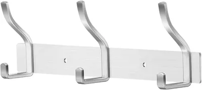 Imagen del producto de Perchero de pared de acero inoxidable, con 3 ganchos, resistente, de 30 cm, ideal para pasillos y baños