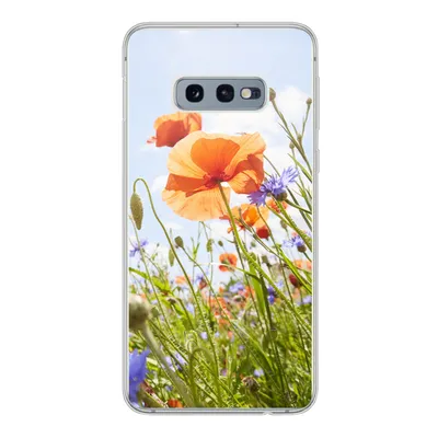 Produktbild von MuchoWow® Handyhülle Schutzhülle Hülle für Samsung Galaxy S10e Blumen - Mohn - Frühling - Natur - Rot - Blau Silikon Softcase Handy Hülle - Handy