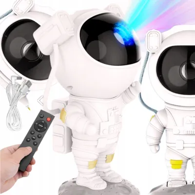 Zdjęcie produktu dla Projektor Gwiazd Astronauta Lampka Nocna Led 360° Z Pilotem I 3 Poziomami Świecenia