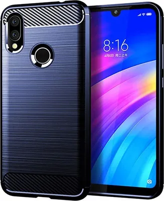 Produktbild von Schutzhülle Handyhülle für Xiaomi Redmi 7 Case Cover Carbon Optik Blau