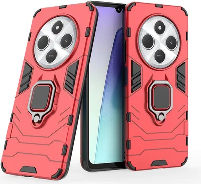 Produktbild von Hülle für Xiaomi Redmi 14C / Poco C75 Hülle Handyhülle Stoßfest 360° Drehbarer Ring Rot