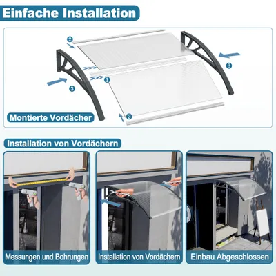 Vordach Für Haustür – Transparent, Aus Polycarbonat & Aluminium, 100x100 Cm