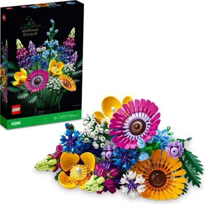 Produktbild von LEGO Botanicals Wildblumenstrauß Set - Künstliche Blumen mit Mohn und Lavendel zum Basteln für Erwachsene - Geschenkidee für Heimdeko - Botanik Kollektion 10313