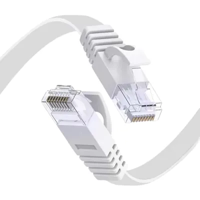 Produktbild von LAN Kabel Cat 6 Flach 3m Weiß Netzwerkkabel RJ45 Ethernet Patchkabel bis 1 Gbit/s