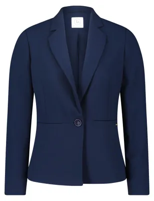 Produktbild von Betty & CO Blazer tailliert Reverskragen Langarm Dunkelblau mit Nahttaschen für Büro