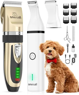 Productafbeelding van Hondentondeuse 2-in-1 - draadloos en oplaadbaar - stil - voor honden en katten met dikke vacht - 6 opzetkammen