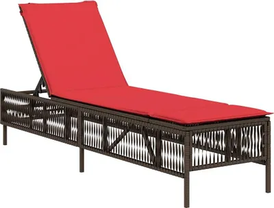 Produktbild von vidaXL Sonnenliege mit Kissen Braun Poly Rattan