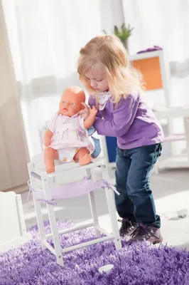 Produktbild von roba Puppenhochstuhl 'Fienchen', Puppenstuhl für Puppen und Babypuppen, Puppenzubehör weiß lackiert