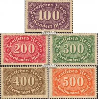 Produktbild von Briefmarken Deutsches Reich 1922 Mi 219-223 (kompl.Ausg.) mit Wasserzeichen 1 Rauten postfrisch Ziffern