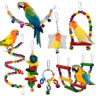 Imagen del producto de Juego de 7 juguetes para pájaros de compañía
