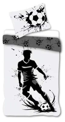 Produktbild von Bettwäsche Fußball Spieler Schwarz Weiß 135 x 200 cm, 100 % Baumwolle