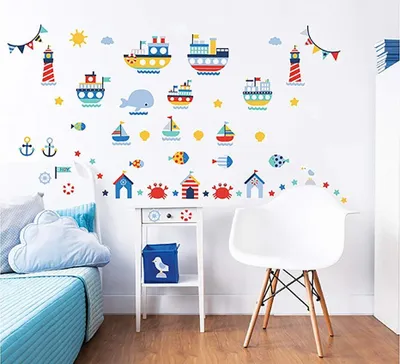 Image de Walltastic 44845 - Autocollants muraux avec des motifs maritimes