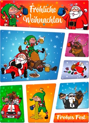 Produktbild von Fröhliche Weihnachten Magnet-Set mit lustigen Weihnachtsmotiven