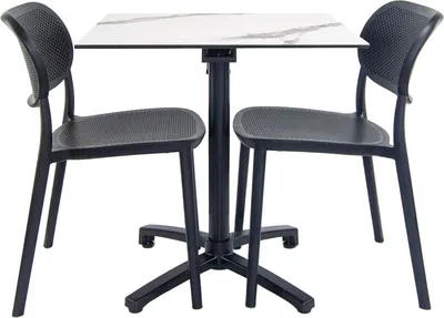 Produktbild von Marmorierter Klapptisch + 2 Stühle für die Terrasse