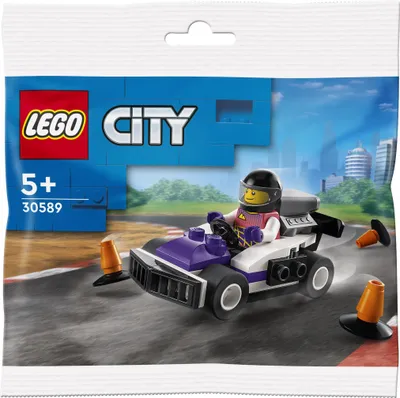 A LEGO City go-kart driver in a polybag.
