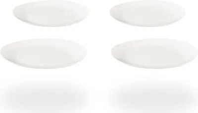 Produktbild von Buchensee Dessertteller / Kuchenteller, 4 Essteller 21cm in weiß aus Porzellan, Fine Bone China