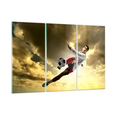 Produktbild von Bilder auf glas - Ball Junge Fußball Training - 105x70cm - Glasbilder - Wandbilder - Kunstdruck - zum Aufhängen bereit - Wanddekoration aus Glas - Glas Bilder - Wandbild auf Glas - GCE105x70-2106
