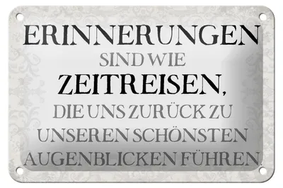Produktbild von Blechschild Spruch 18x12cm Erinnerungen sind Zeitreisen