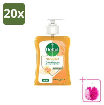 Productafbeelding van 20 x Dettol Nourish handzeep - Honing & Vanille - 250 ml - Voordeelverpakking - 20 stuks
