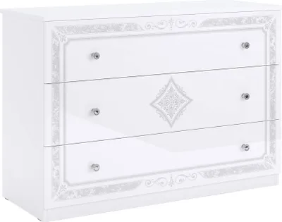 Produktbild von Kommode Luiza Hochglanz Weiß – 3 Schubladen – Modern – 82x118x47 cm – Stauraum für Wohnzimmer Schlafzimmer Flur