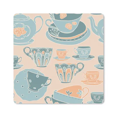 Produktbild von MuchoWow® Mauspad Mousepad Muster - Vintage - Tasse - Tee 30x30 cm - Mousepads - Maus Mat - Pad - Mausunterlage - Gaming