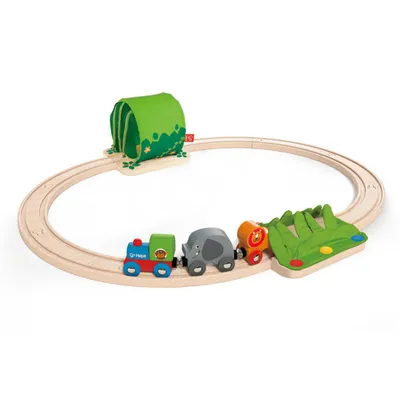 Immagine prodotto di Hape treno in legno avventura nella giungla - giocattolo colorato