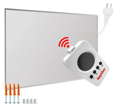 Image de Panneau de chauffage infrarouge de 500 watts - Électrique, avec télécommande - Noir - Montage mural
