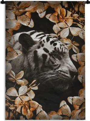 Produktbild von MuchoWow® Wandteppich Wandbehang Tiger - Zebra - Blätter 120x180 cm Tapisserie Dekoration Wandtuch - Schlafzimmer - Dekorationen für das Haus