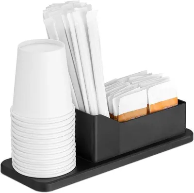 Produktbild von Famanu Kaffeorganizer mit Fächern für Zucker, Milch und Teebeutel - Schwarz