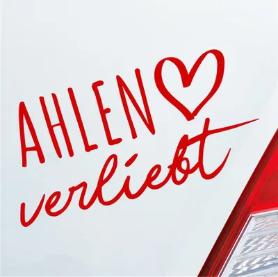 Produktbild von Auto Aufkleber Ahlen verliebt Herz Stadt Heimat Liebe Car 19x10 cm Rot Sticker Heckscheibenaufkleber