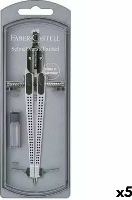 Image de Boussole Faber-Castell argentée articulée 5 pièces