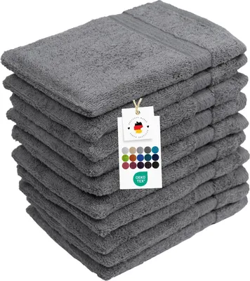 Produktbild von Waschlappen 16x21 cm aus 100% Baumwolle 500g/m2, 10er Set Waschhandschuhe Anthrazit