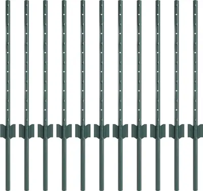 Zdjęcie produktu dla vidaXL Słupek ogrodzeniowy 11 szt. zielony 100 cm stalowy