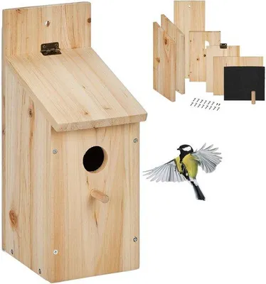 Produktbild von Famanu Nistkasten-Bausatz für Vögel, Öffnung 32 mm, H x B x T: ca. 29,5 x 11,5 x 17 cm, DIY Vogelhaus aus Holz, natur
