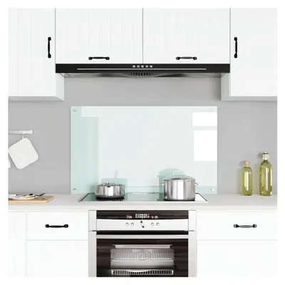 Produktbild von Küchenrückwand Spritzschutz Fliesenspiegel Glasplatte Herdspritzschutz Wandschutz Küche Weiß 100x60cm Hartglas
