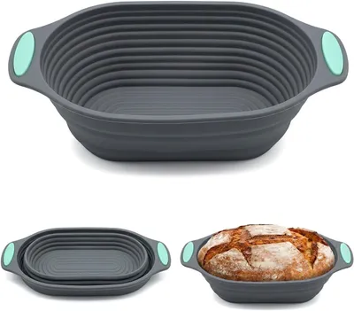 Immagine prodotto di Cestini ovali in silicone, resistenti al calore, confezione da 2, ideali per la cottura del pane